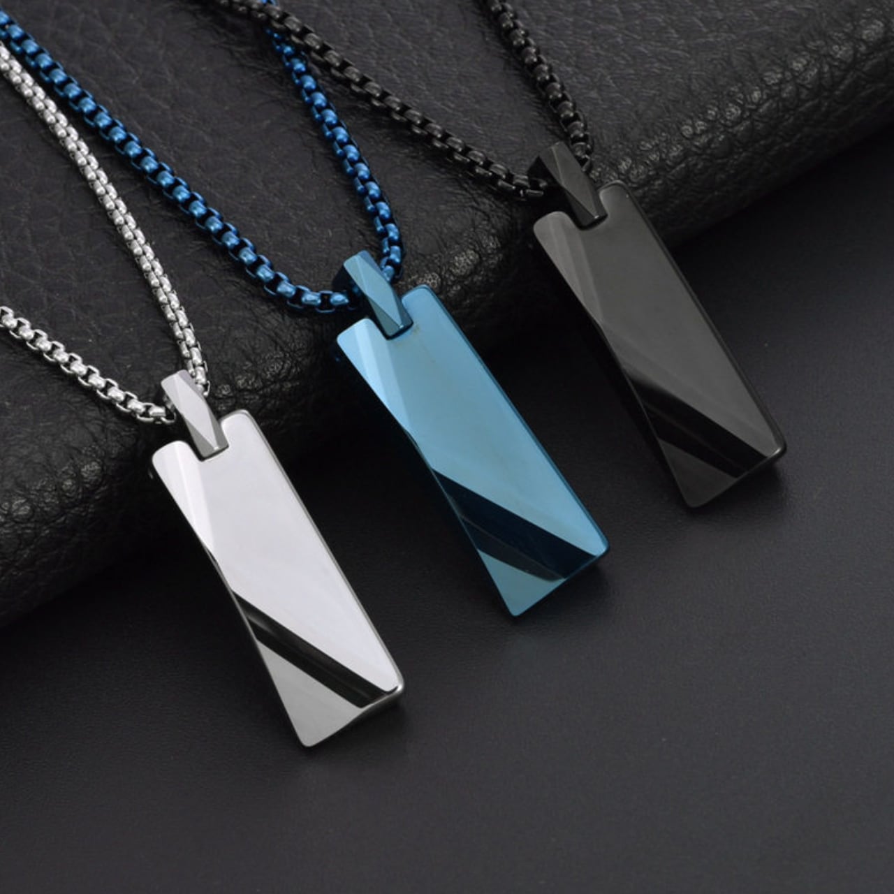 幾何学的 長方形 ネックレス 3色 11420