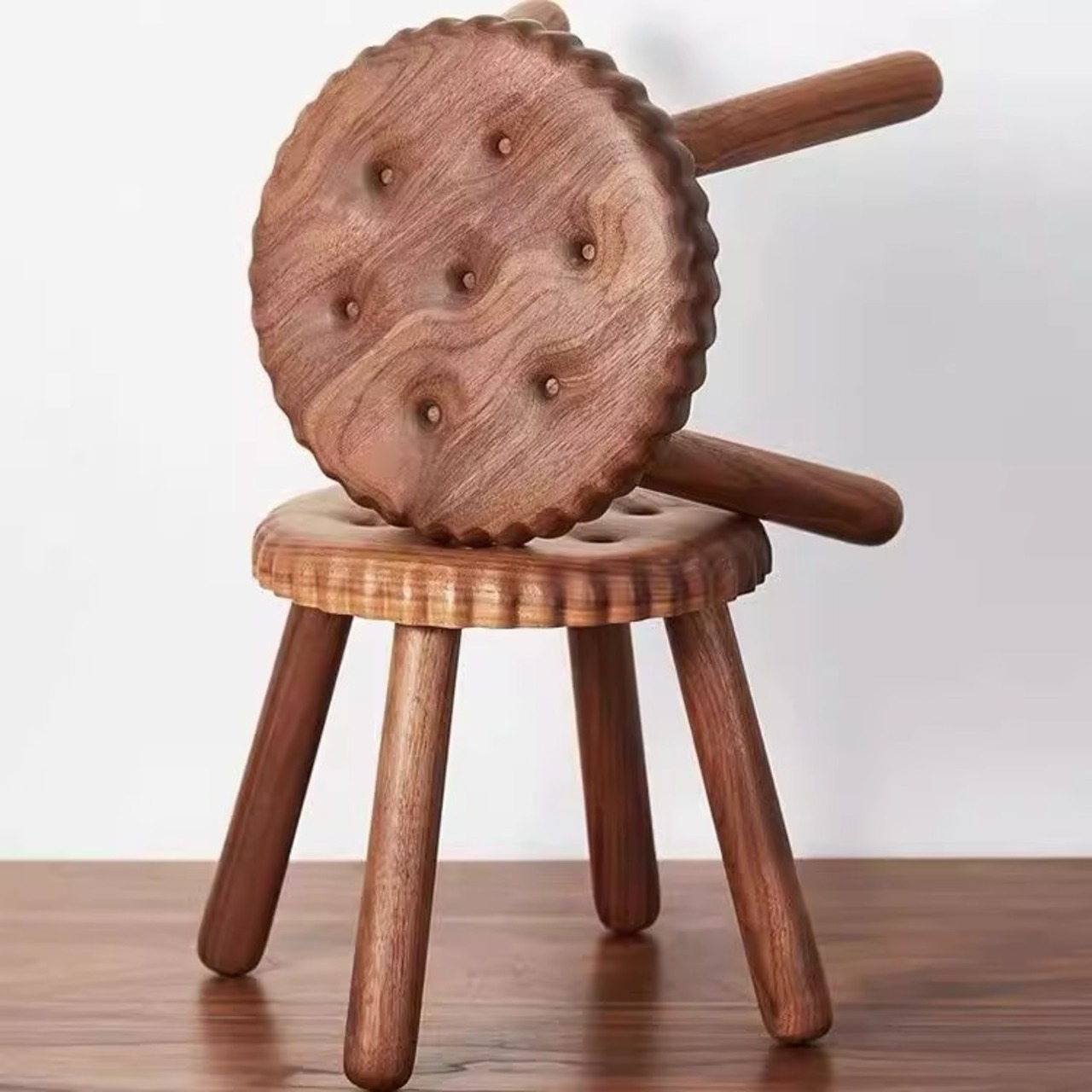 木の スツール 木製 ロースツール 無垢材 ビスケットスツール ブラックウォールナット 子供用スツール 大人用 シューズスツール 家庭用 ロースツール クリエイティブラウンドスツール