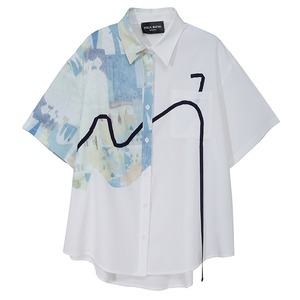 Drop Shoulder Summer Design Shirt 1Color M-1300