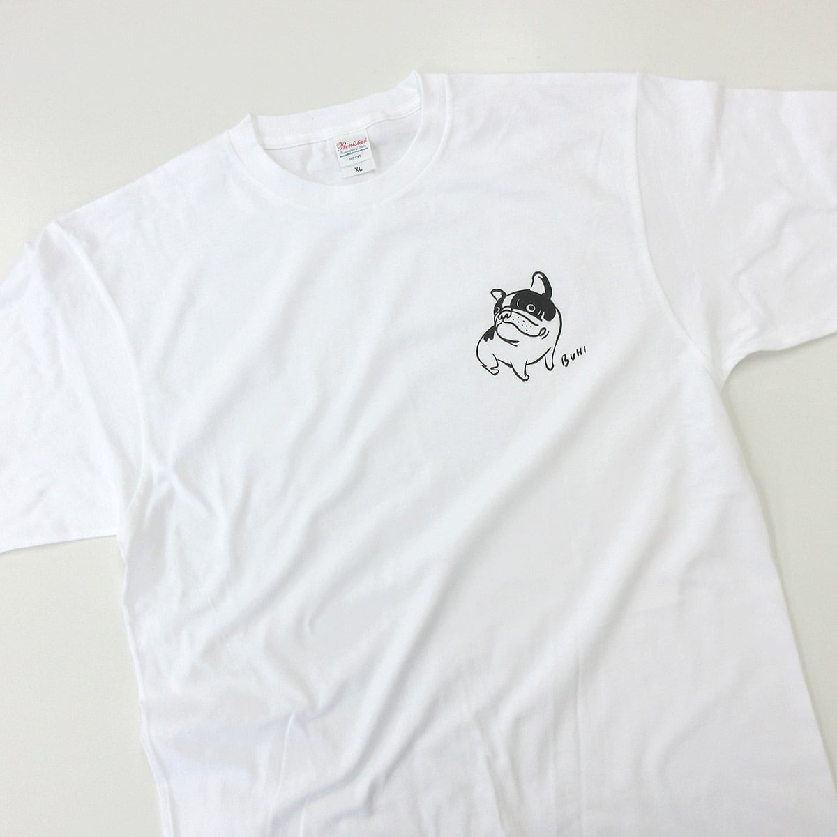 フレブル むちむちパイド Tシャツ ワンポイント dog65 犬 ブヒ フレンチブルドッグ 服 ゆるい イラスト おもしろ Tシャツ
