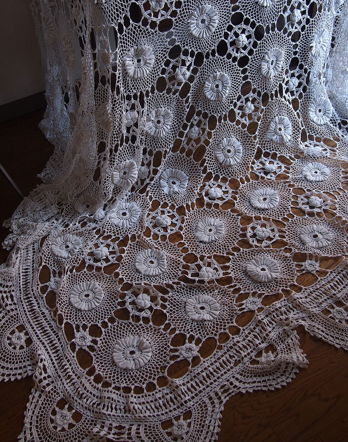 花の模様 かぎ針編みクロシェレース ベッドカバー アイリッシュクロシェ/K309 花の模様 かぎ針編みクロシェレース ベッドカバー アイリッシュ