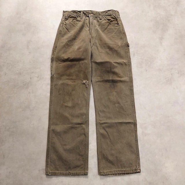 ディッキーズ W38 ダックパンツ ペインター カーキ 古着 ワーク 17084