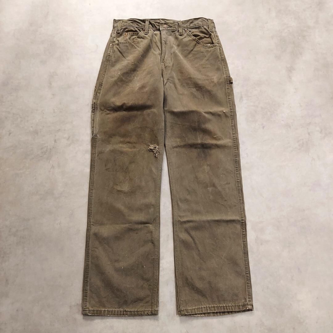 ディッキーズ W38 ダックパンツ ペインター カーキ 古着 ワーク 17084