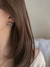 SS バイカラーフラワーピアス