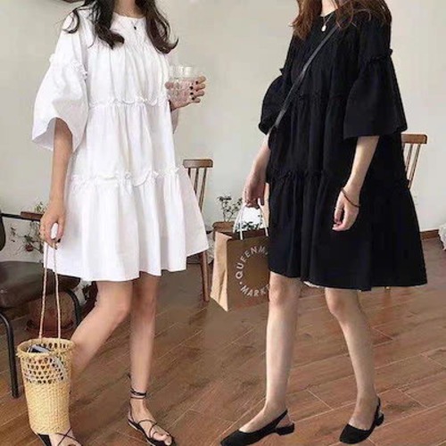 ワンピース 無地 春夏 新作 ゆったり ワンピース 着痩せ 可愛い ワンピース 韓国 カップ 付きインナー