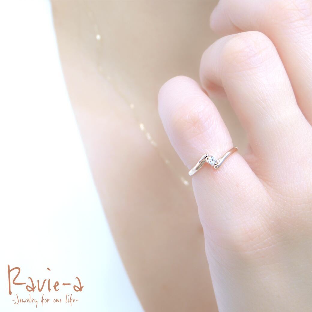 ピンキーリング クリスタル Z ピンクゴールド 1粒リング シンプル