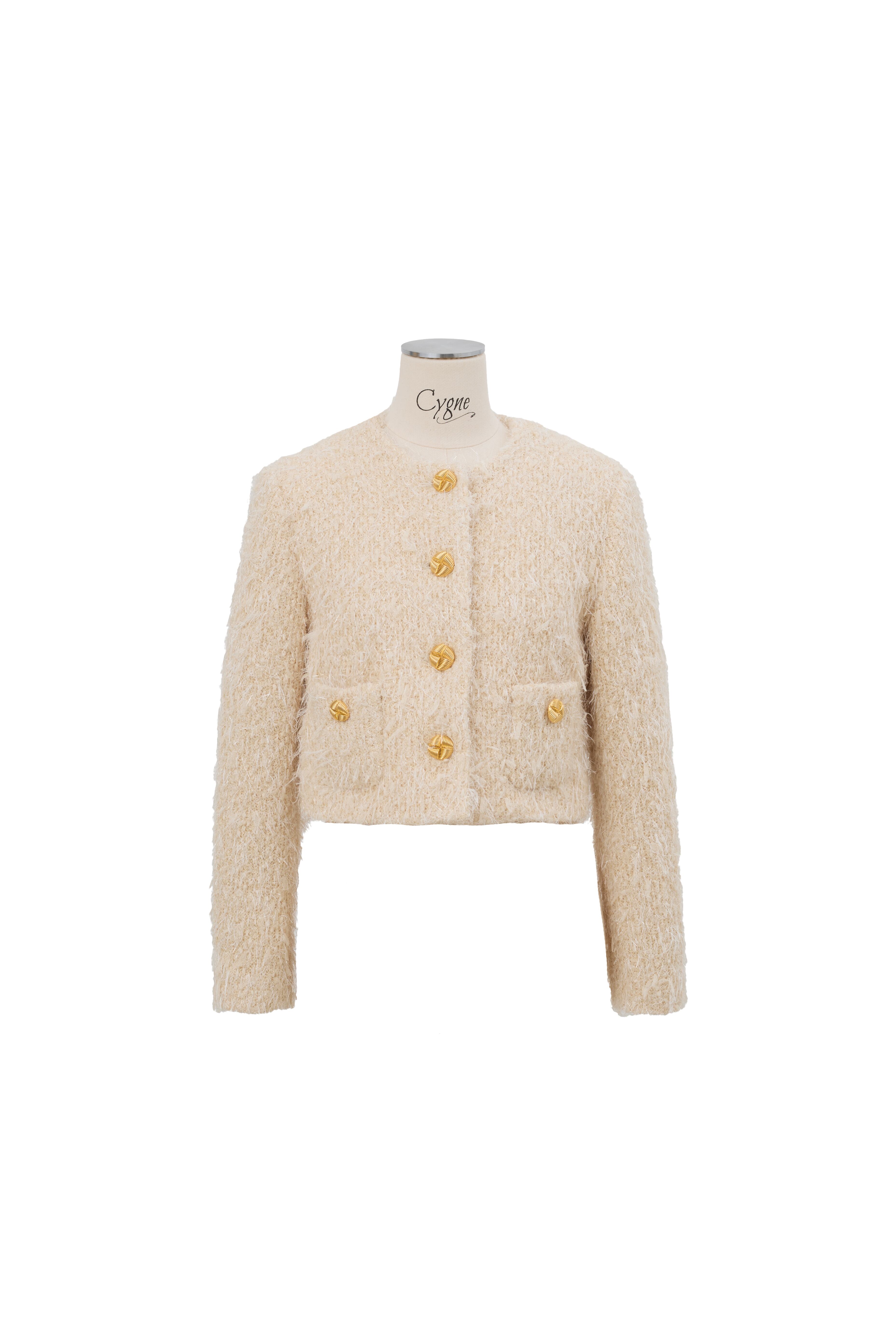 cygne ボンディングフリンジショートジャケット Joseph ホワイト