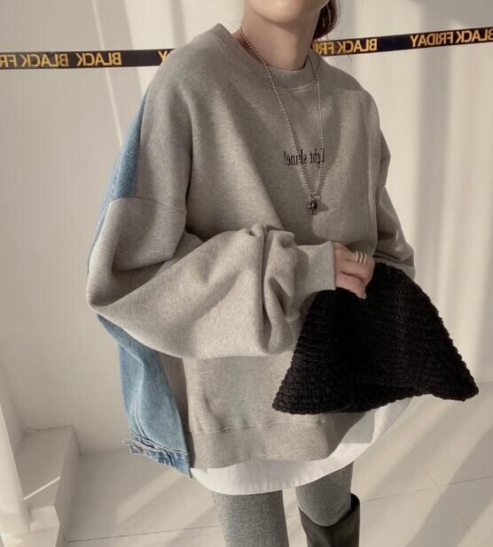 新生活 春新作 レディース トップス スウェット トレーナー ドッキング デニム