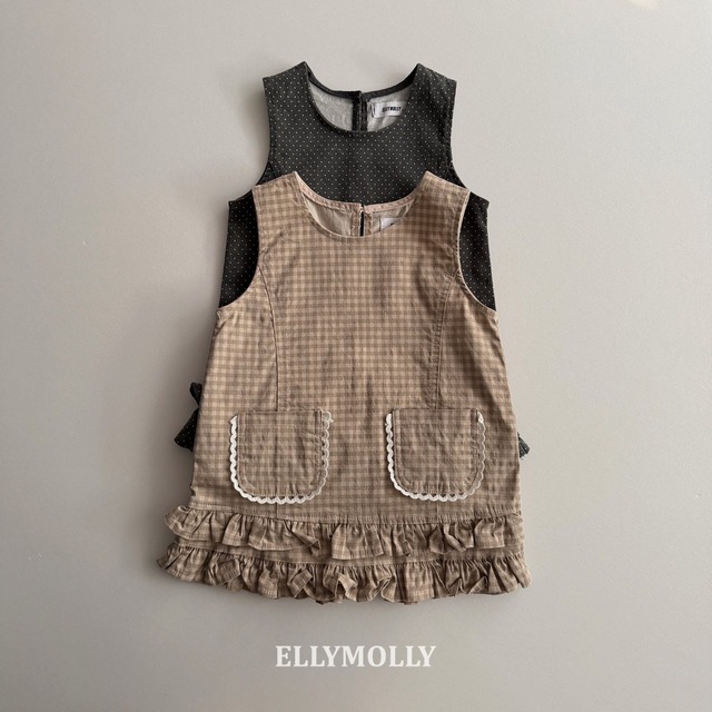 【取寄】elly molly｜little pocket frill dress｜リトルポケットフリルワンピース｜5-15｜kids&jr｜26 spring