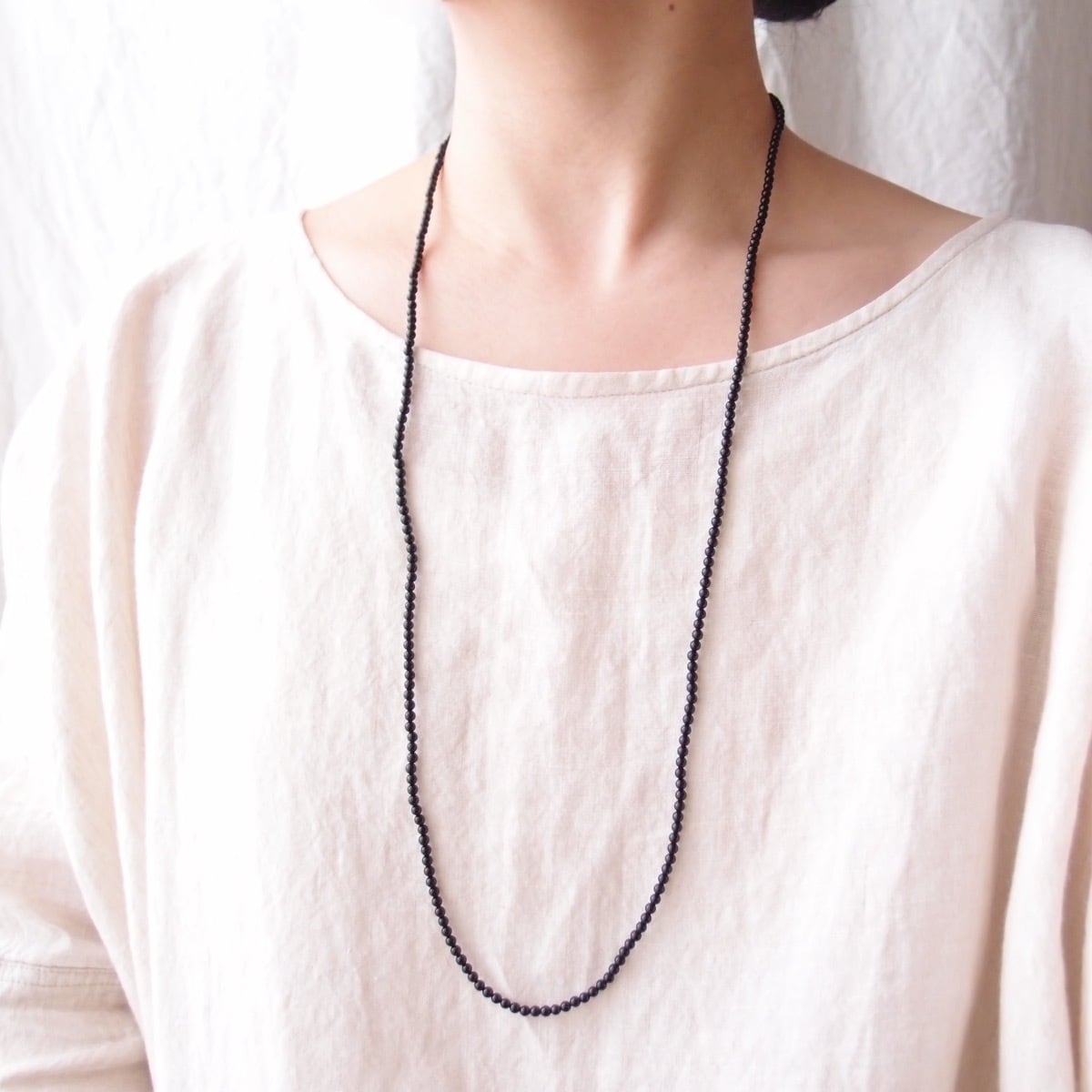 期間限定【予約品】Black Onyx Plane Necklace【80cm/3mm】オニキスプレーンネックレス