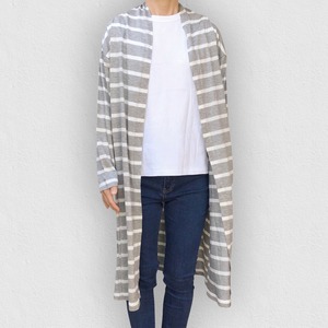 【テンセル100%】ロング丈ボーダーカーディガン｜冷房・日焼け対策に◎