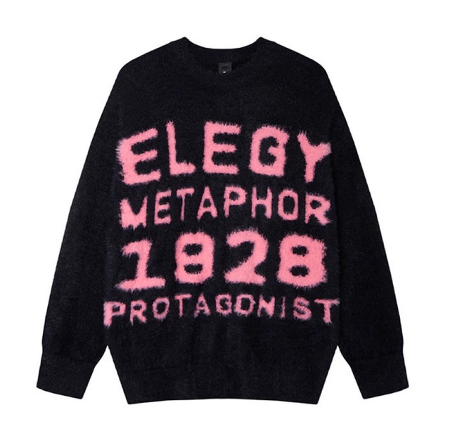 Letter design knit sweater 0003