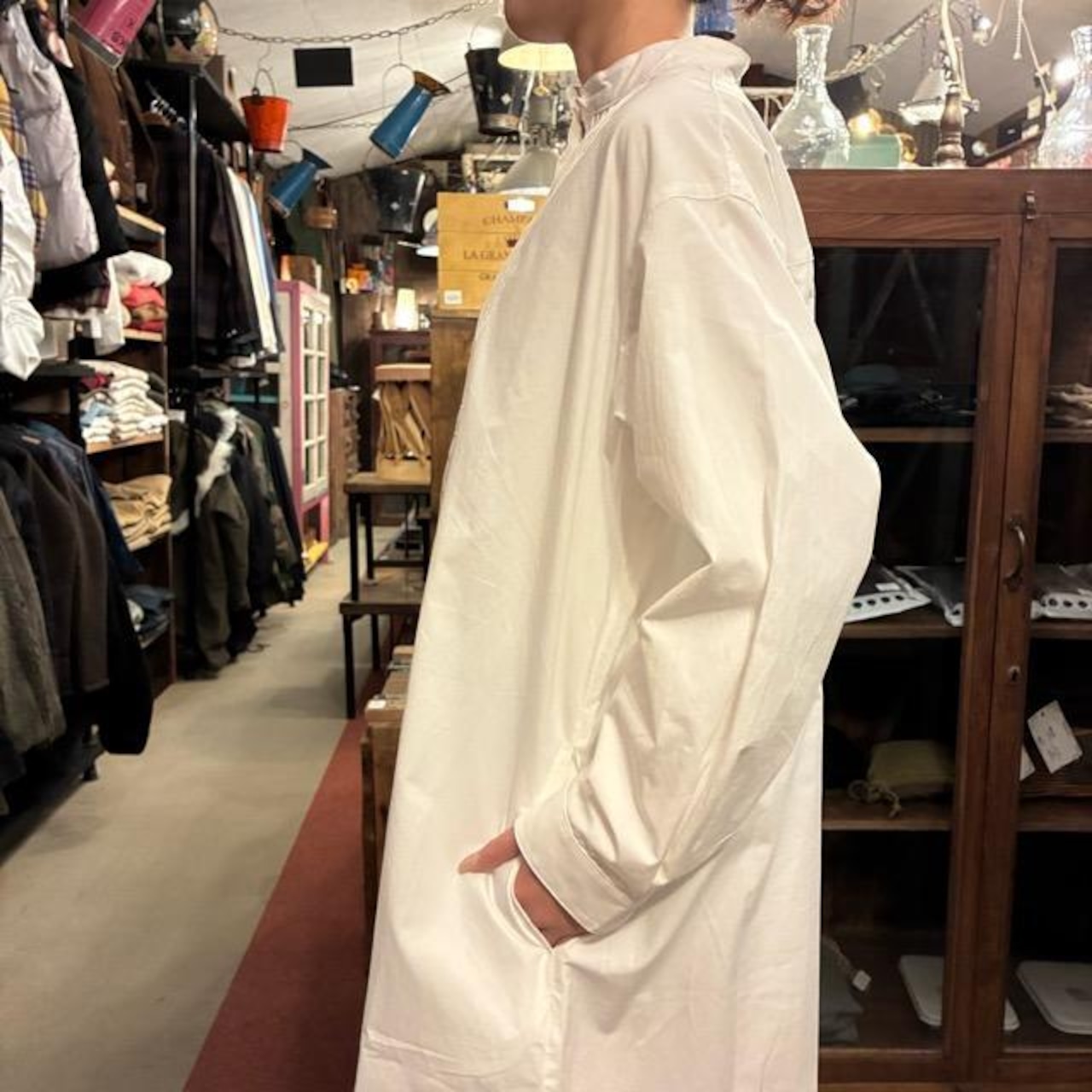 ICHI Cotton Pintuck Shirt Dress in White and White, Women's, Long Sleeve, Open Front, Perfect for Layering