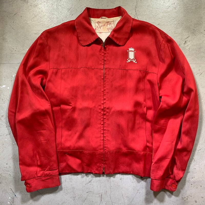 50's Sport Togs by neptune New York ギャバジンスポーツジャケット スウィングトップ ギャバジャン 赤 レッド  裏地総柄 TALONジッパー 美品 ロカビリー アウトドア L位 希少 ヴィンテージ BA-1415 RM1784H | agito vintage  