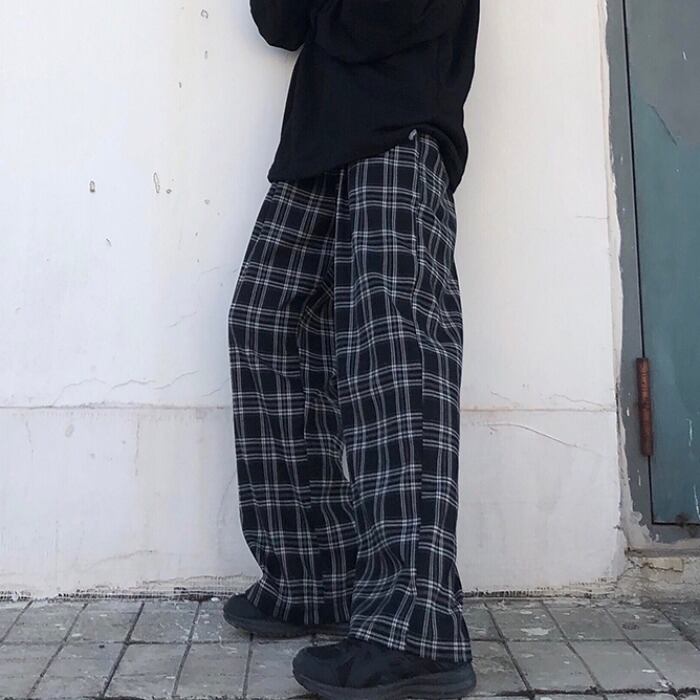 オータムウィンターパンツ スタンダードルーズ格子柄カジュアルレディース レトロ かわいい 秋物 冬物 ケッペル62562821972