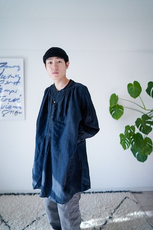 【1900-20s】"Biaude" Indigo Linen Smock, French Antique /787