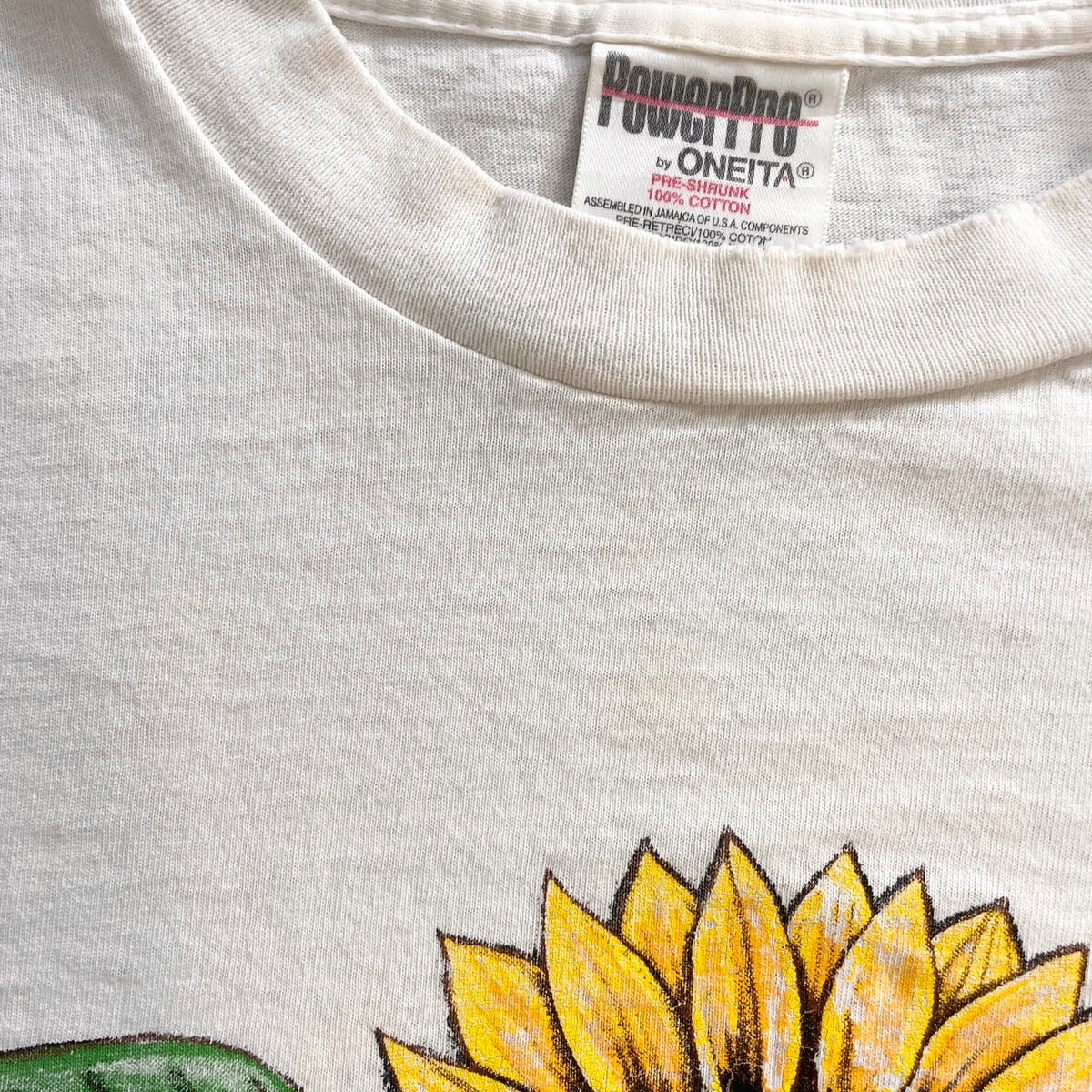 90年代 ひまわり 向日葵 フラワー ボタニカル アートプリントTシャツ