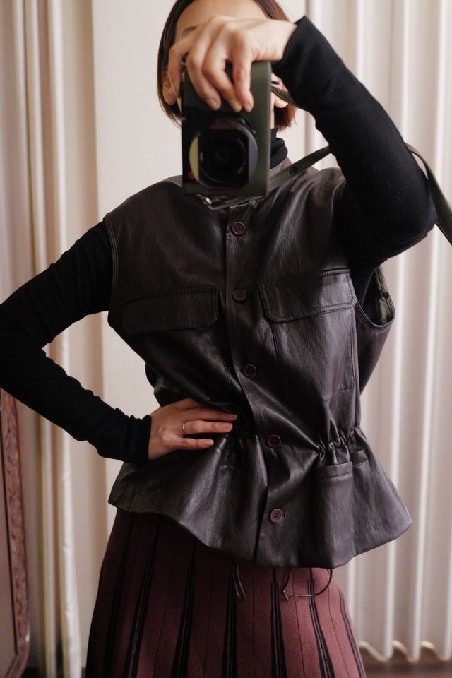 fake leather vest brown