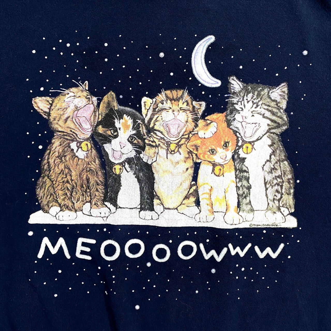 600円 正規激安 Us古着 スウェット トレーナー 猫 ネコ アニマル フルーツ ゆめかわ 濃紺 ネイビー