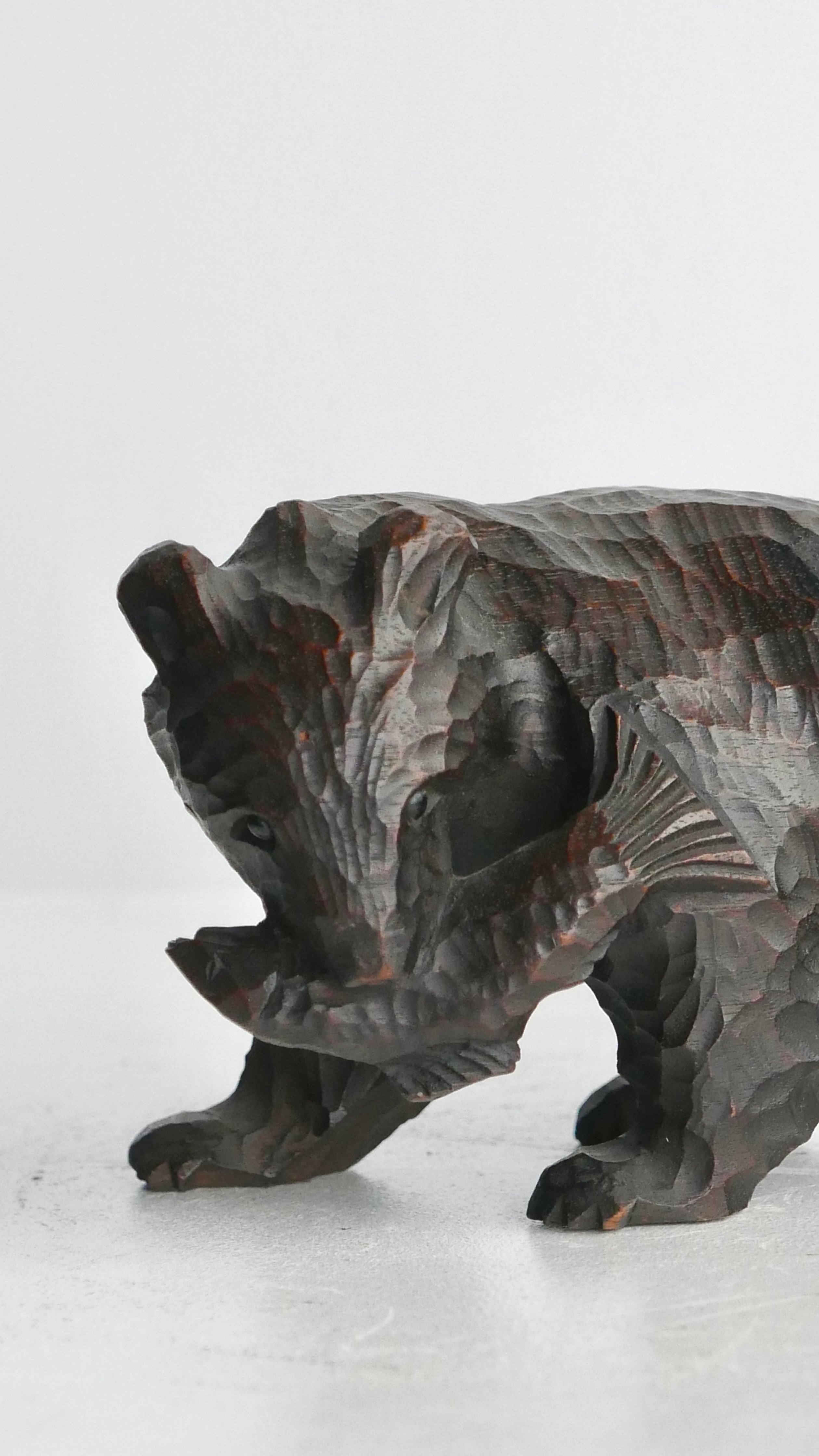 old japan , wooden bear , dark brown , big eyes