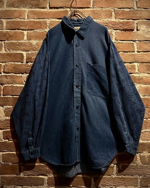 【Caka act3】80's “BIS BIS” Flower Embroidery Vintage L/S Denim Shirt