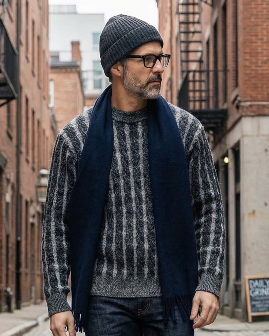 クラシック ケーブル編みクルーネックニット 3色 A0031