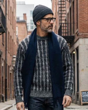 クラシック ケーブル編みクルーネックニット 3色 A0031