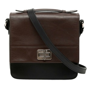 プラダ バイカラー ハンドバッグ ショルダーバッグ 2WAY BT1016 ブラック ブラウン レザー レディース PRADA 【中古】