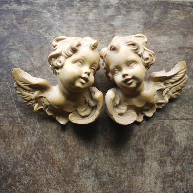 天使木像ペア 壁掛 南ドイツ
