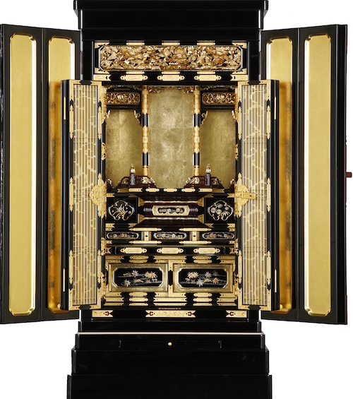 京型 彫刻欄間・蒔絵入り金仏壇 別台 高さ121cm 本山型|KB-G-030