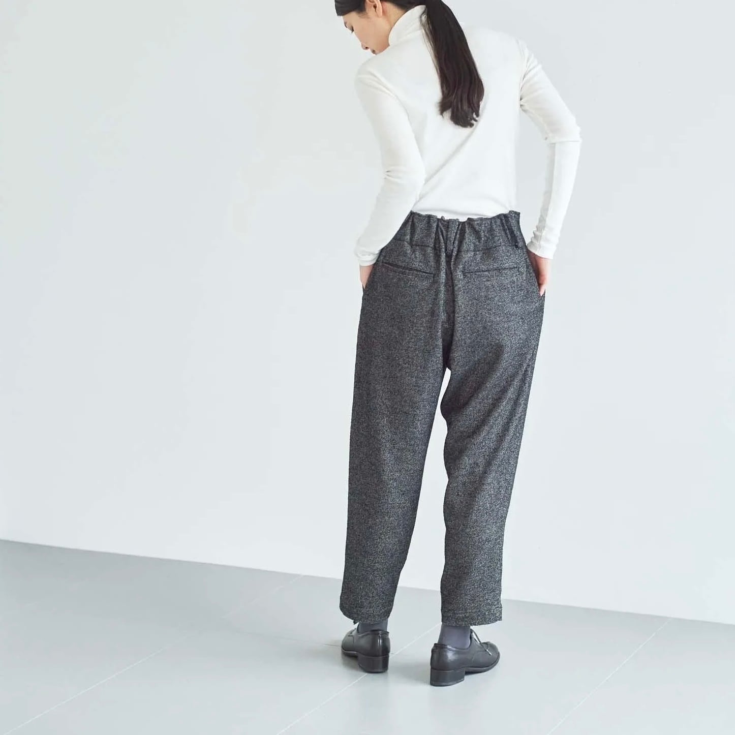 ボーダーズアットバルコニー　TWEED TAPERED PANTS　36 ☆BORDERS at BALCONY ウールパンツ☆ TWEED TAPERED
