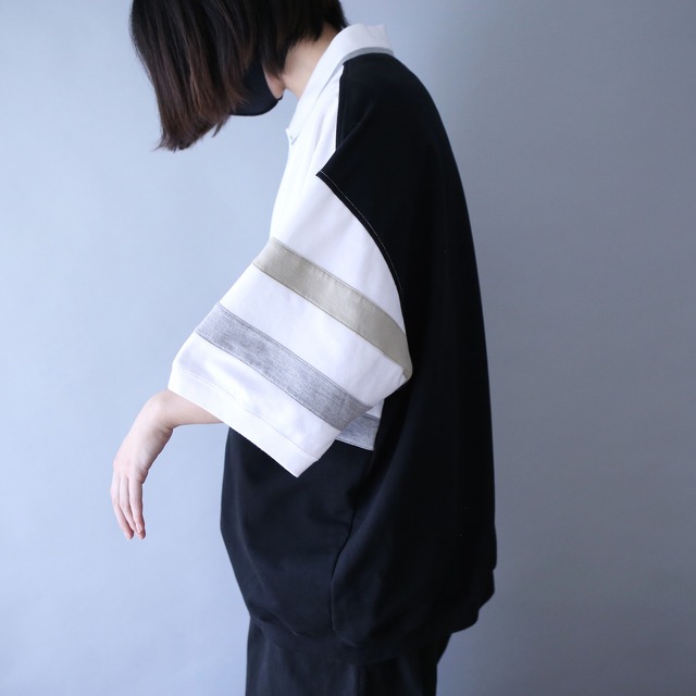 good coloring switching design loose silhouette h/s pullover shirt