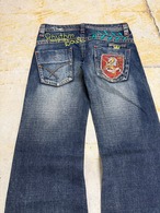 00's design skull embroideried denim pants