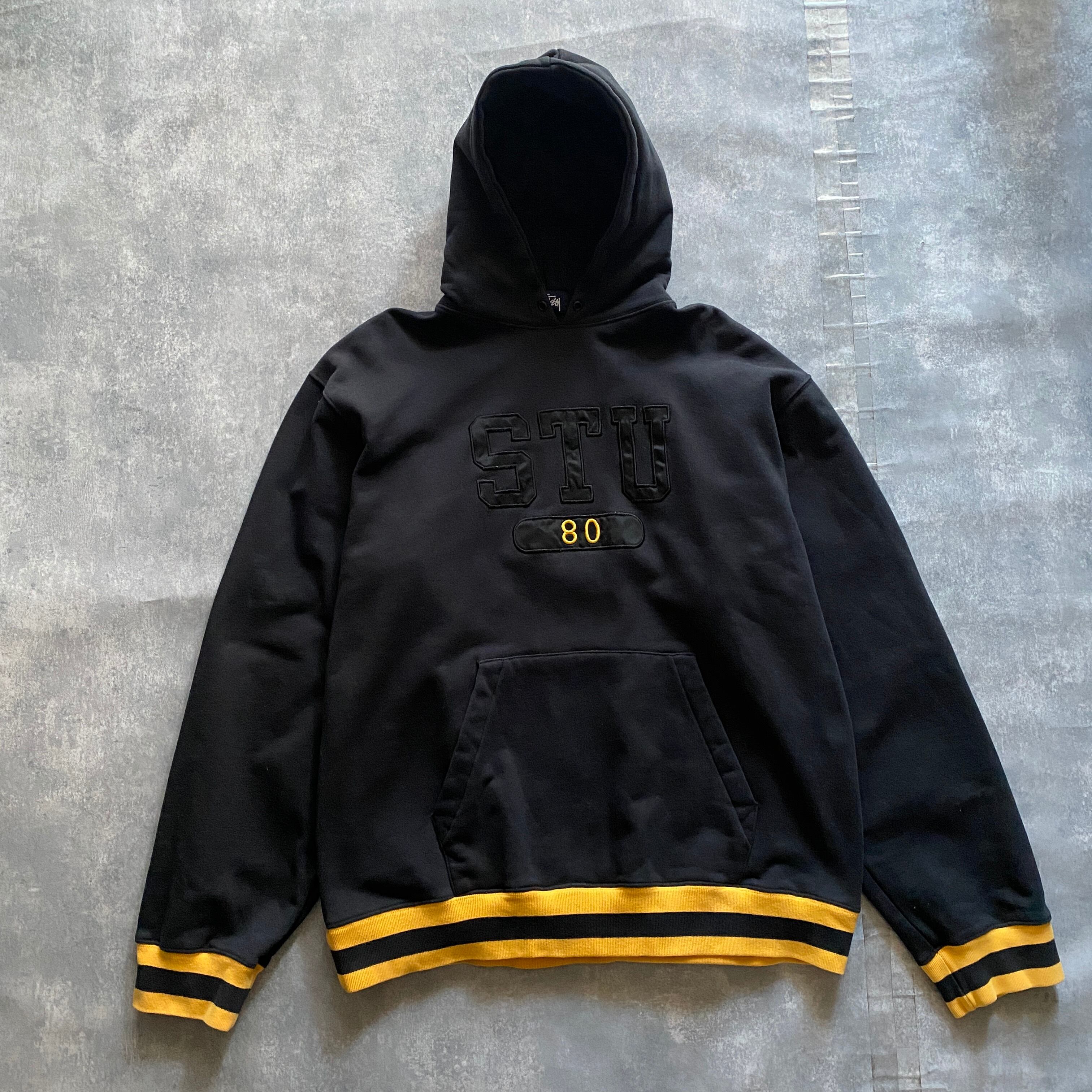 90s stussy gold logo hoodie