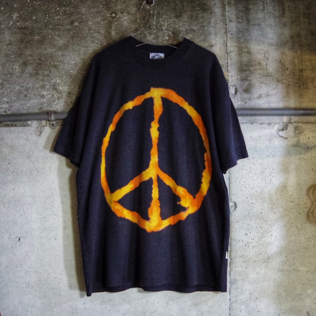 “PEACE☮” 抜染 タイダイ ヘンプコットン Tシャツ -sumikuro-