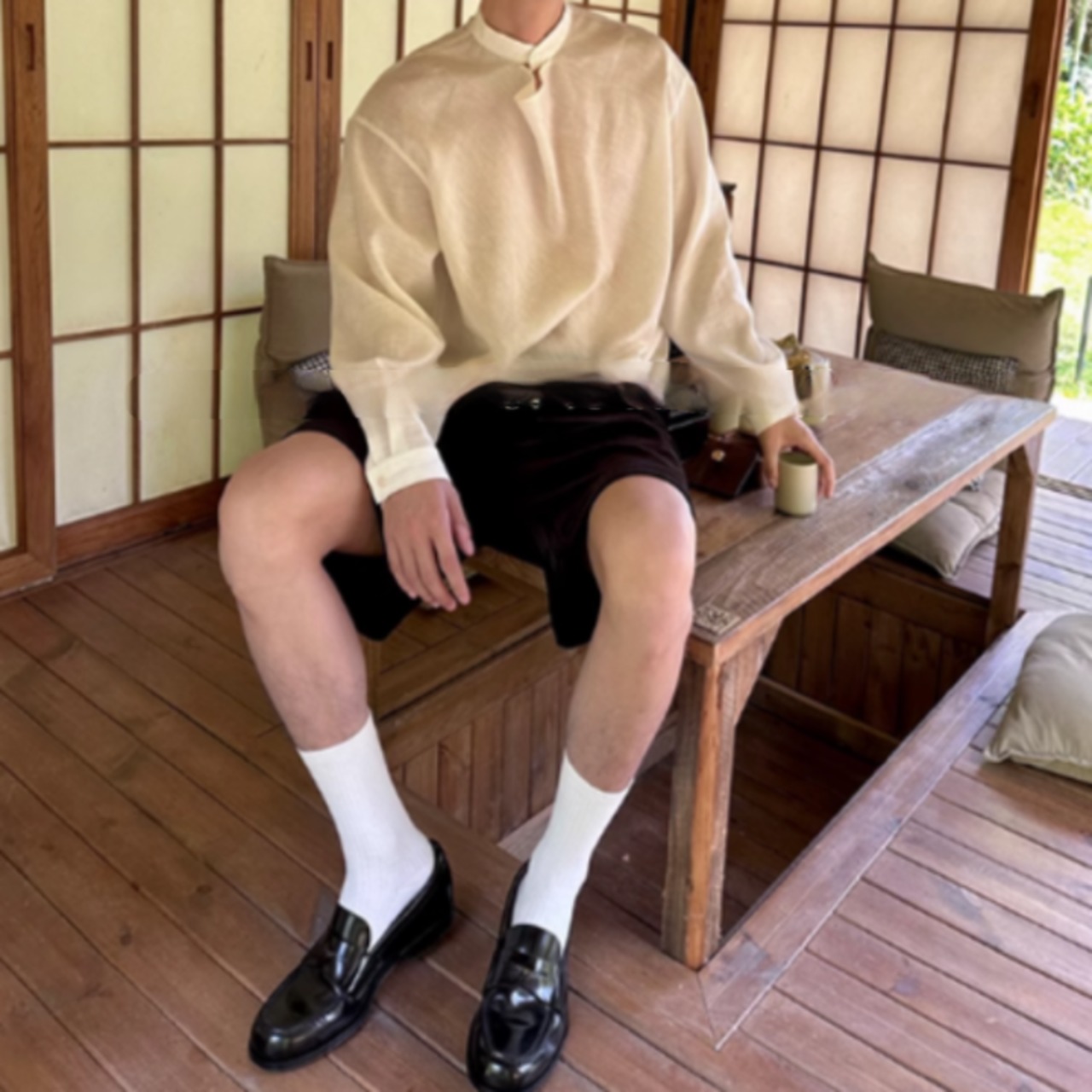 スタンドカラーモードシャツ　0865