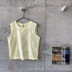japan vintage yellow floral print sleeveless blouse
