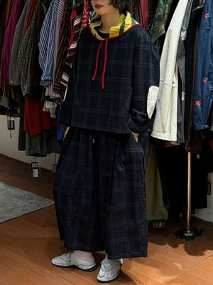 チェック柄ワイドシルエット ショート丈シャツ2col H 26452