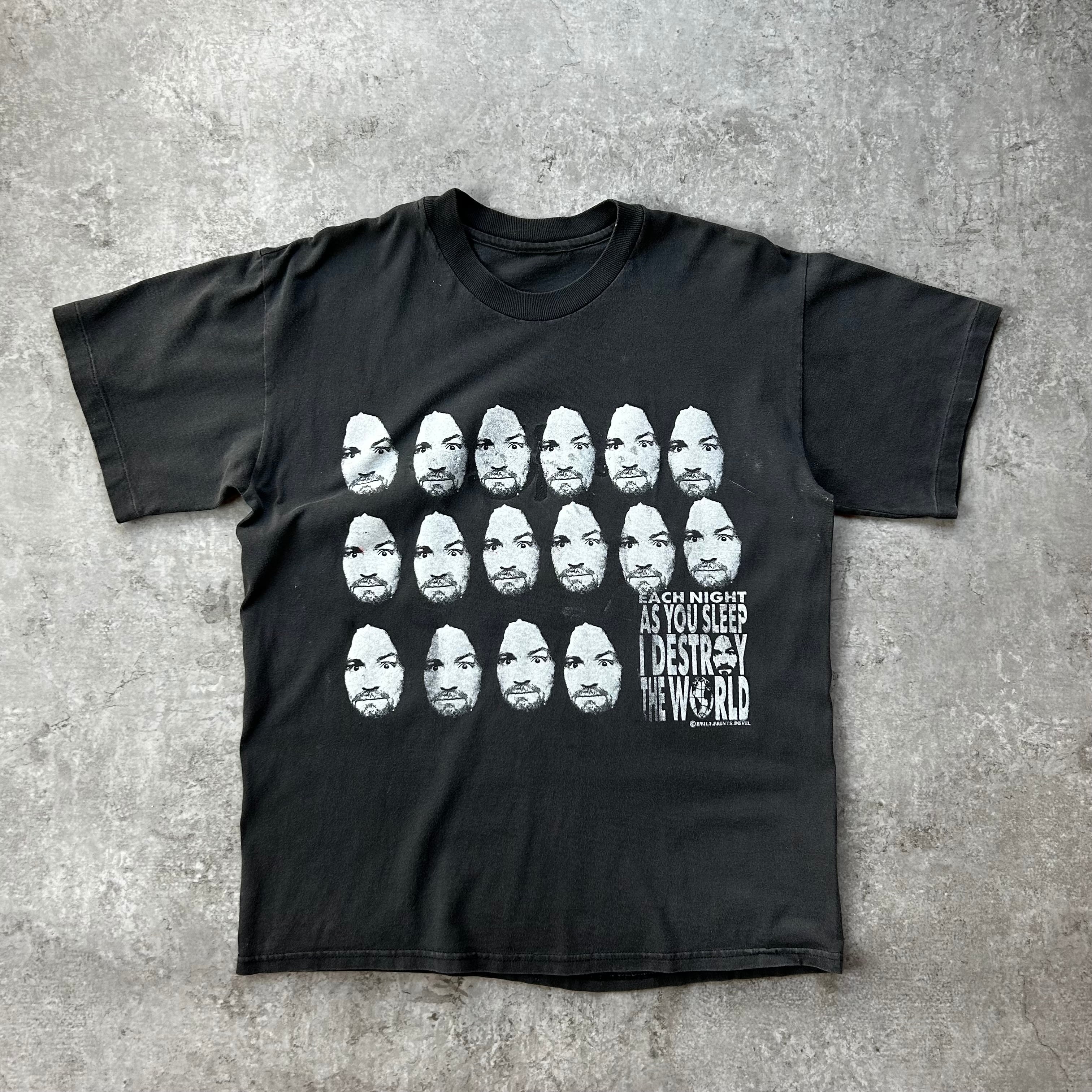 90s チャールズマンソンtシャツ USA製 ブラック L相当 evil7 | 東京準備室