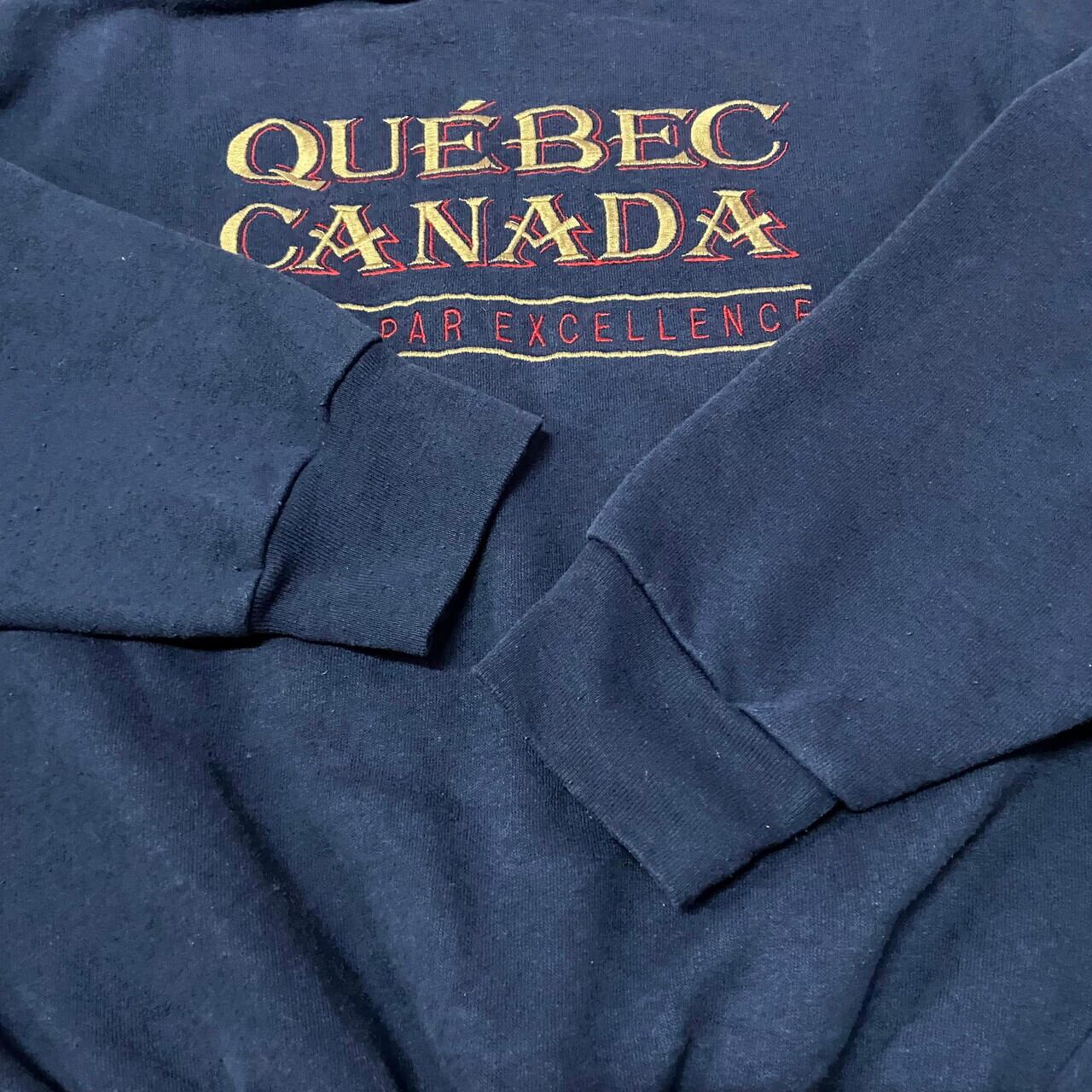 90年代 quebec canada ロゴ刺繍 スウェットシャツ メンズM 古着