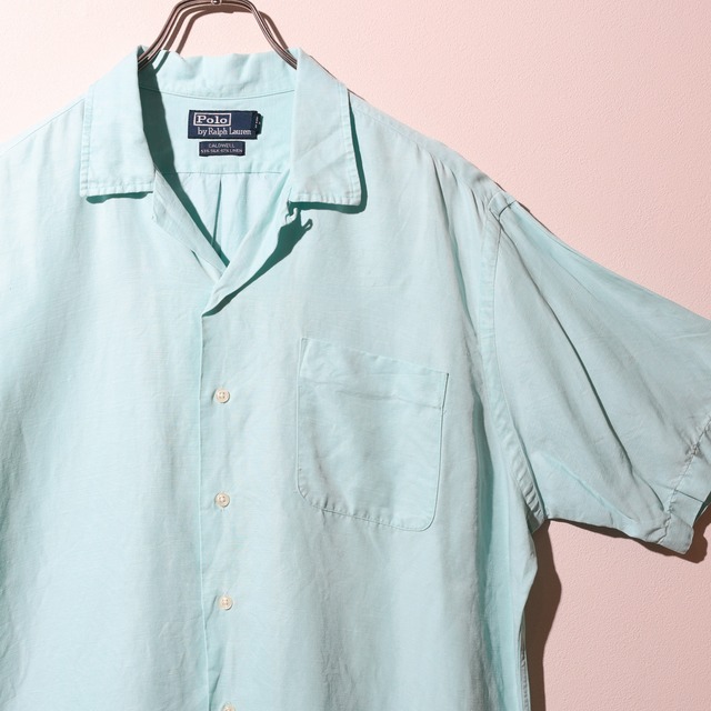 美品 L アイスミント Caldwell Polo Ralph Lauren ポロラルフローレン 半袖開襟シャツ