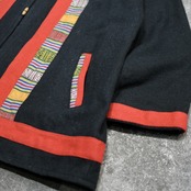 ethnic design wool jacket