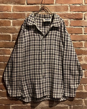 【Caka act3】Monotone Check Vintage Loose L/S Tweed Shirt