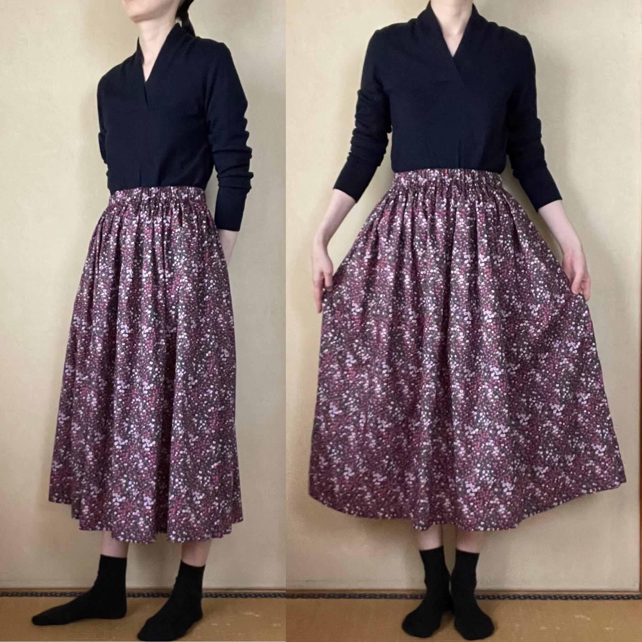 ギャザースカート リバティプリント Marguerite | yuki kawaguchi web shop