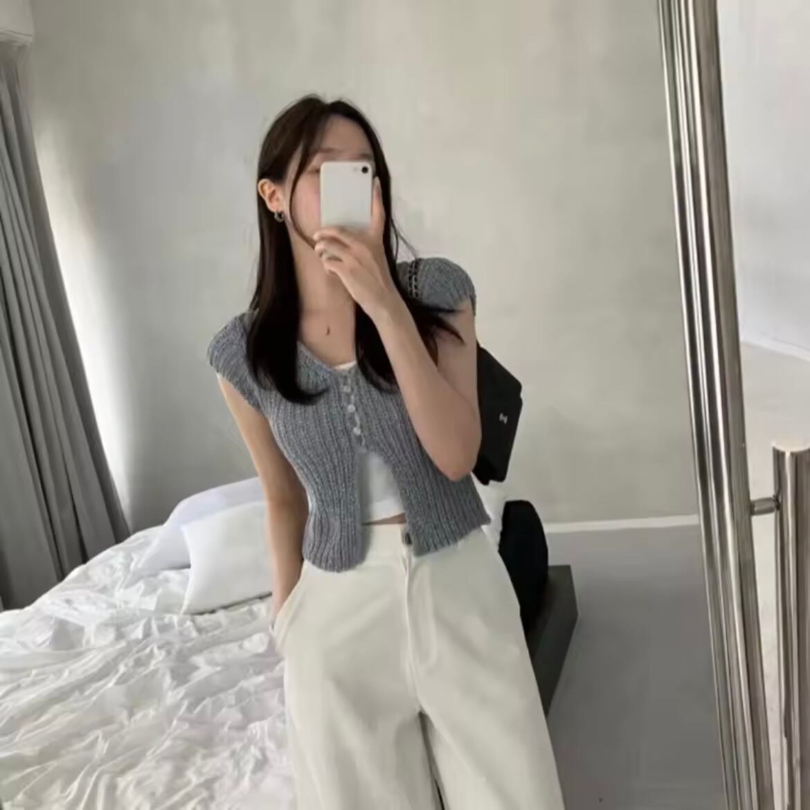 summer knit short sleeve tops