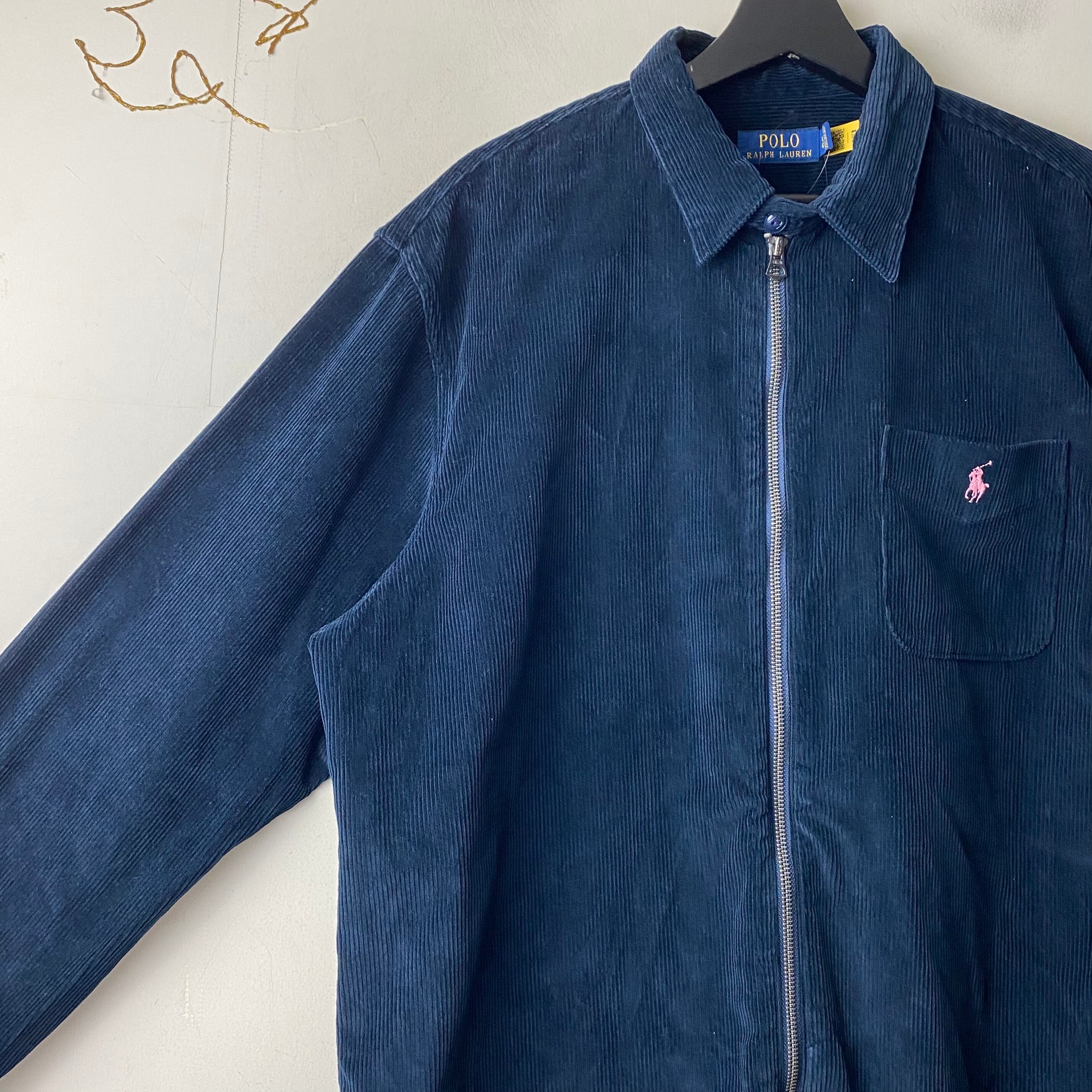 POLO RALPH LAUREN navy corduroy zip-up shirt | NOIR ONLINE