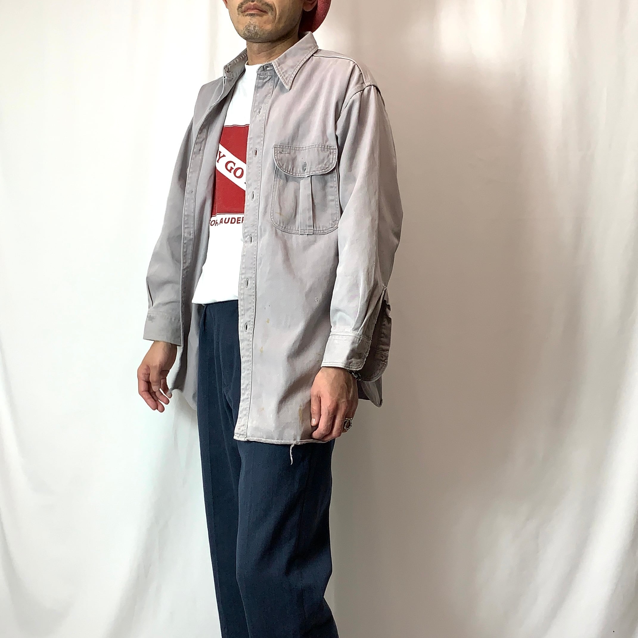 vintage old 50s 60s TUF NUT？ Work Shirt ワークシャツ マチ付き 襟