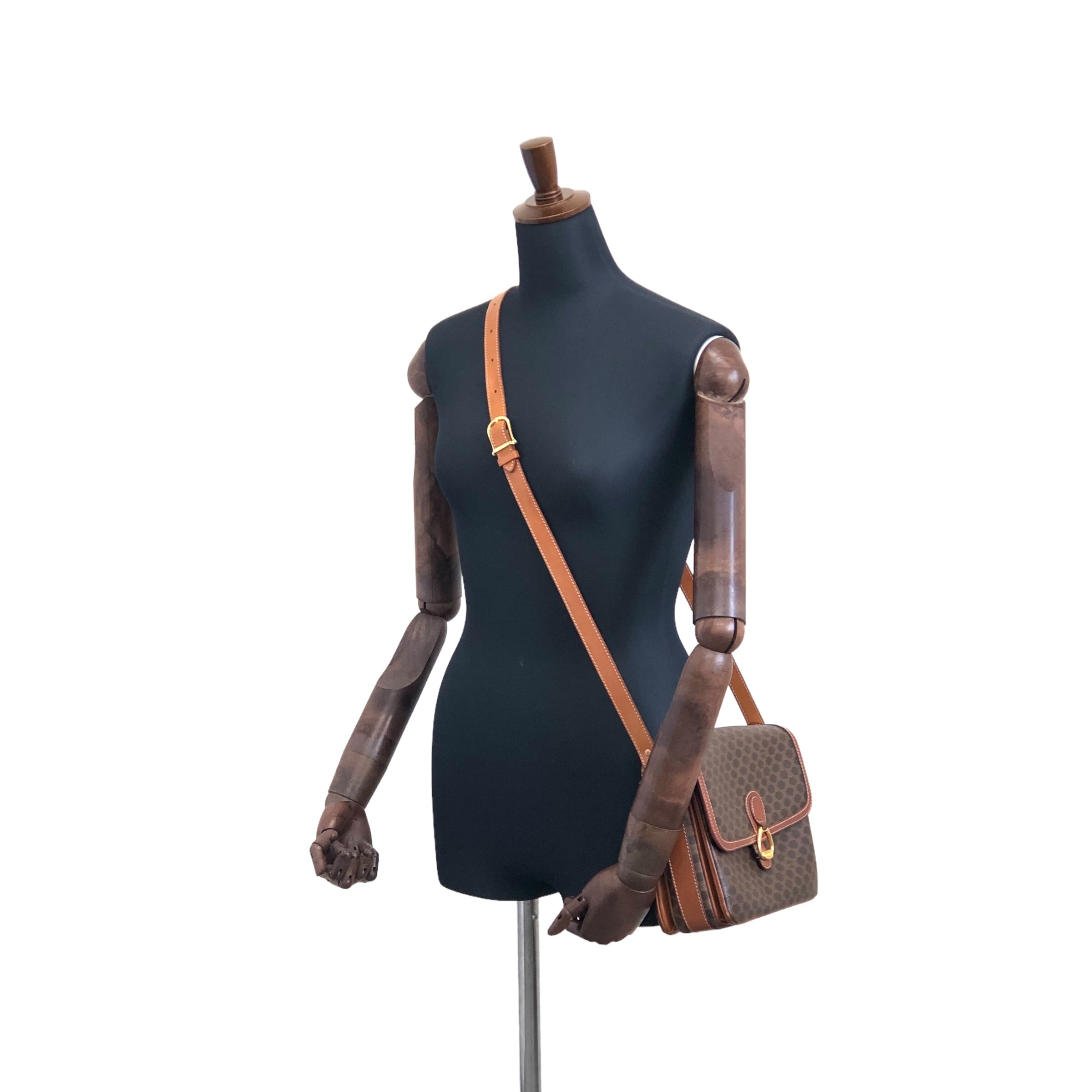 CELINE セリーヌ マカダム ショルダーバッグ ブラウン ブラゾン レザー