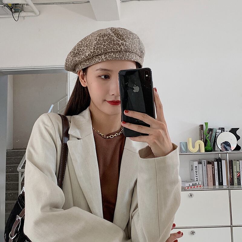 オータムウィンタースタンダードレッドレオパード レトロ 帽子 秋物 冬物 ベレット ヘアアクセサリー ブラック・アイド・ピーズ25871084723