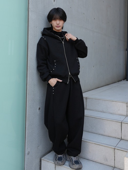 【ALUDE SELECT】studs sweat hoodie set up(2color)